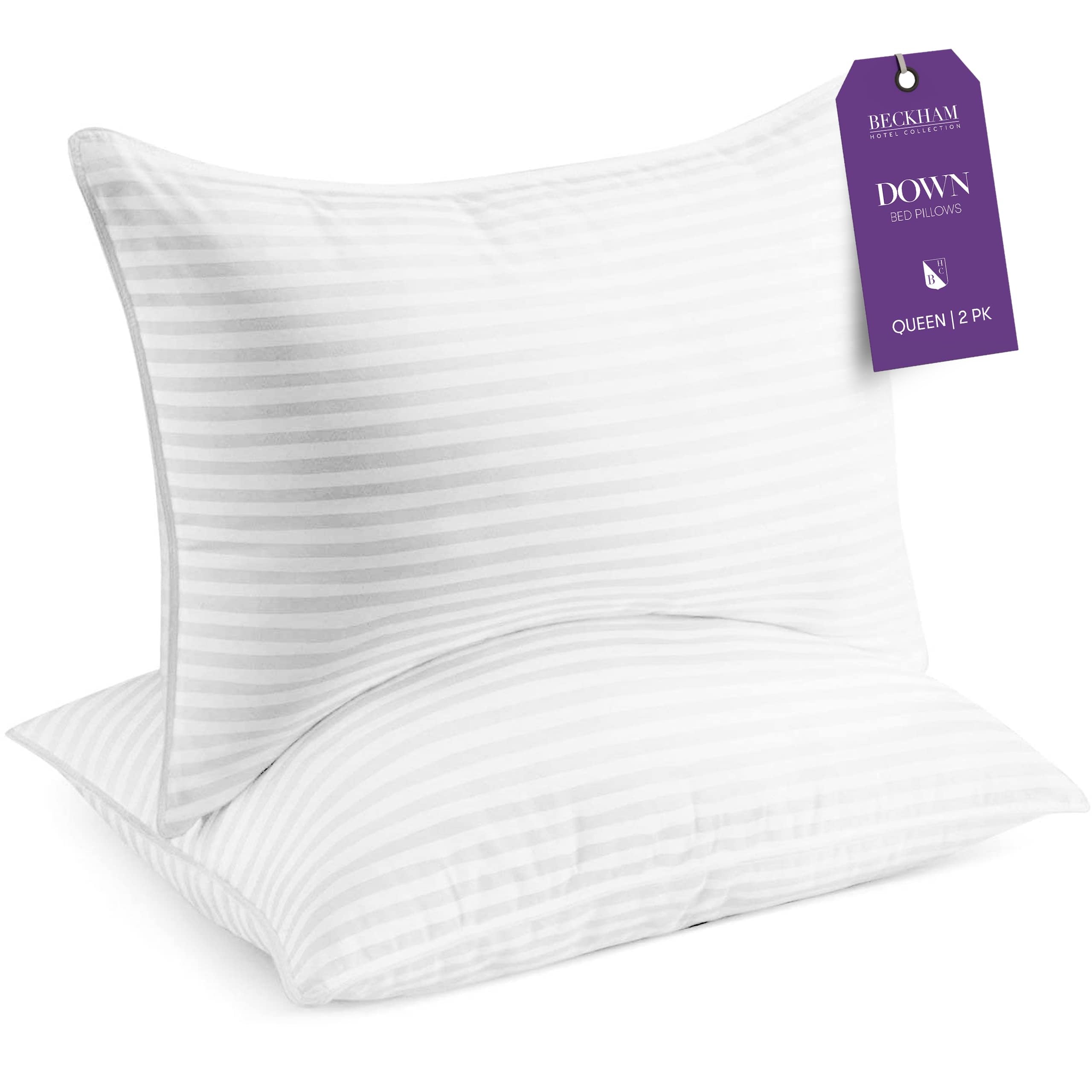 Beckham Hotel Collection Bed Pillows Queen/Standard Size Set Of 2 - Down Pillow For Sleeping - Back, Stomach Or Side Sleepers